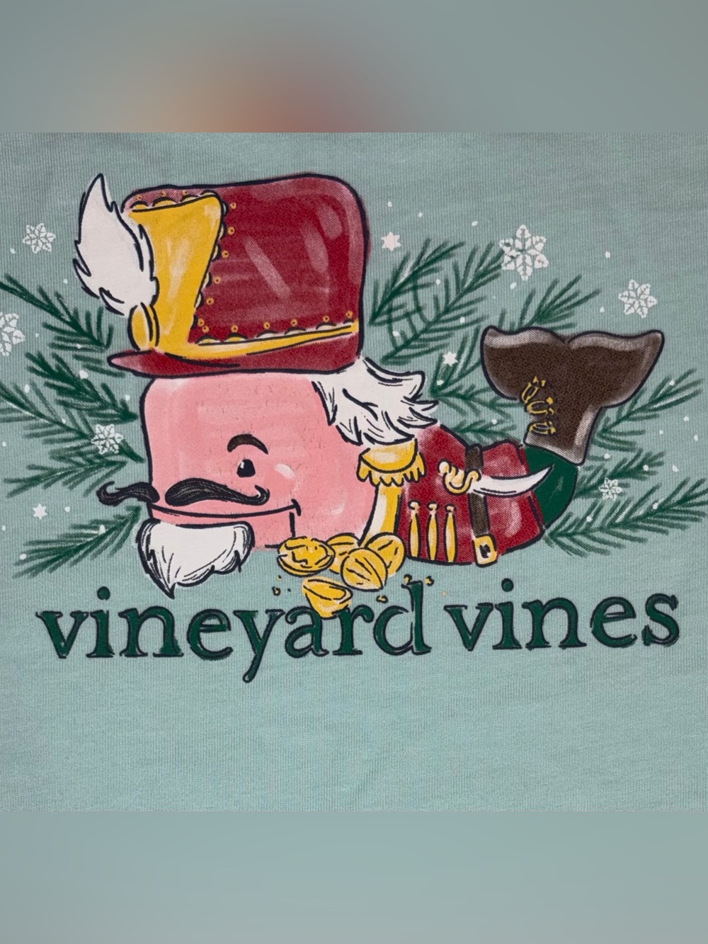 Vineyard Vines long sleeve Christmas Nutcracker Whale tee boys Sz 7 EUC